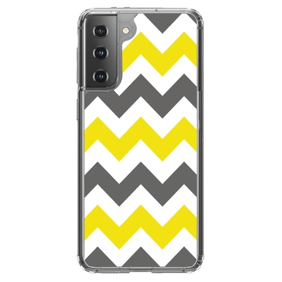 DistinctInk Clear Hybrid Case for Samsung Galaxy S21 (6.2" Screen) - Chevron Stripes Pattern - Shockproof Protection