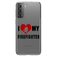 thumbnail image 1 of DistinctInk Clear Hybrid Case for Samsung Galaxy S21 (6.2" Screen) - I Heart My Firefighter - Lightweight Grip, 1 of 2