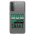 thumbnail image 1 of DistinctInk Clear Shockproof Hybrid Case for Galaxy S21 5G (6.2" Screen) - TPU Bumper Acrylic Back Tempered Glass Screen Protector - Mom of a Freaking Awesome Snake, 1 of 2