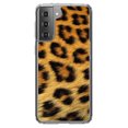 thumbnail image 1 of DistinctInk Clear Shockproof Hybrid Case for Galaxy S21+ PLUS 5G (6.7" Screen) - TPU Bumper, Acrylic Back, Tempered Glass Screen Protector - Brown Black Leopard Fur Skin Print, 1 of 2