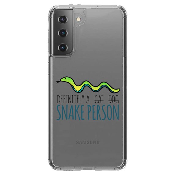 DistinctInk Clear Hybrid Case for Samsung Galaxy S21 Plus (6.7" Screen) - Definitely a Snake Person - Wireless Charging Compatible