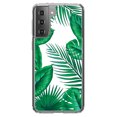 thumbnail image 1 of DistinctInk Clear Hybrid Case for Samsung Galaxy S21 Plus (6.7" Screen) - Green Tropical Leaves - Wireless Charging Compatible, 1 of 2
