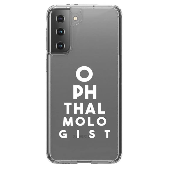 DistinctInk Clear Hybrid Case for Samsung Galaxy S21 Plus (6.7" Screen) - Ophthalmologist Eye Chart - Shockproof Protection