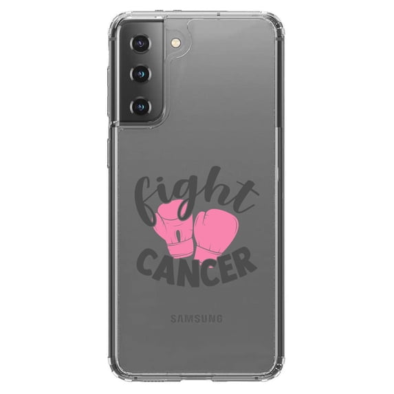 DistinctInk Clear Hybrid Case for Samsung Galaxy S21 Plus (6.7" Screen) - Fight Boxing Gloves - Raised Bezel Screen Guard