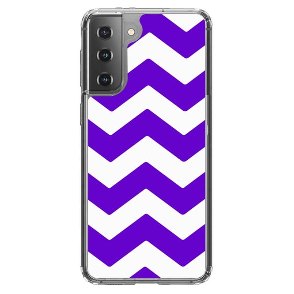 DistinctInk Clear Hybrid Case for Samsung Galaxy S21 Plus (6.7" Screen) - Chevron Stripes Pattern - Slim Profile Design