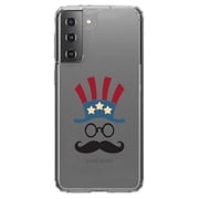 DistinctInk Clear Hybrid Case for Samsung Galaxy S21 Plus 6.7 Screen - Uncle Sam Cartoon USA Patriotic - Slim Profile Design