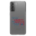 thumbnail image 1 of DistinctInk Clear Shockproof Hybrid Case for Galaxy S21+ PLUS 5G (6.7" Screen) - TPU Bumper Acrylic Back Tempered Glass Screen Protector - With Liberty and Justice For All, 1 of 2