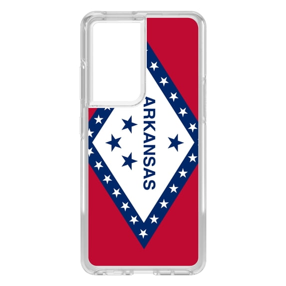 DistinctInk Clear Hybrid Case for Samsung Galaxy S21 Ultra (6.8" Screen) - US State Flag - Slim Profile Design