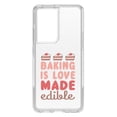 thumbnail image 1 of DistinctInk Clear Hybrid Case for Samsung Galaxy S21 Ultra (6.8" Screen) - Back is Love Made Edible - Shockproof Protection, 1 of 2