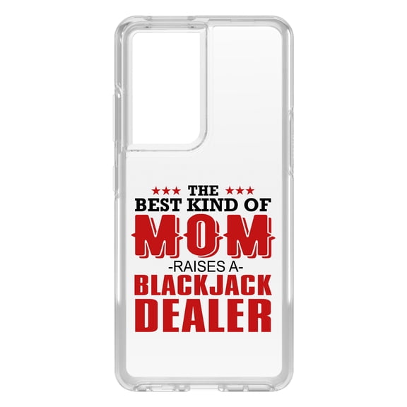 DistinctInk Clear Hybrid Case for Samsung Galaxy S21 Ultra (6.8" Screen) - Best Mom Raises a Blackjack Dealer - Shockproof Protection