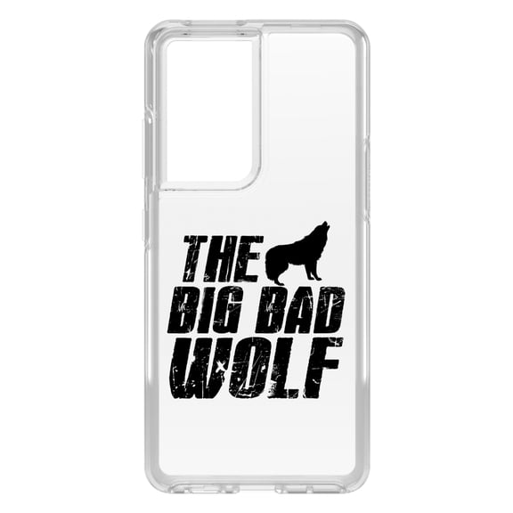 DistinctInk Clear Hybrid Case for Samsung Galaxy S21 Ultra (6.8" Screen) - The Big Bad Wolf - Shockproof Protection