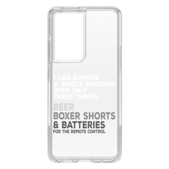 DistinctInk Clear Hybrid Case for Samsung Galaxy S21 Ultra (6.8" Screen) - Can Survive with Only Beer Boxers Batteries - Slim Profile Design