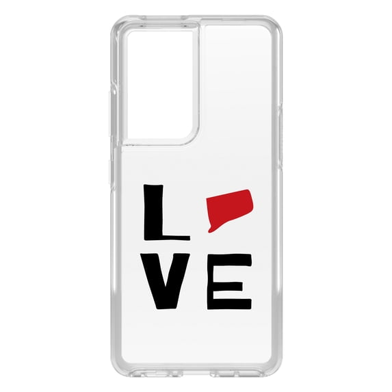 DistinctInk Clear Hybrid Case for Samsung Galaxy S21 Ultra (6.8" Screen) - Love Red & Black - Raised Bezel Screen Guard