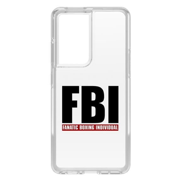 DistinctInk Clear Hybrid Case for Samsung Galaxy S21 Ultra (6.8" Screen) - FBI Fanatic Boxing Individual - Shockproof Protection