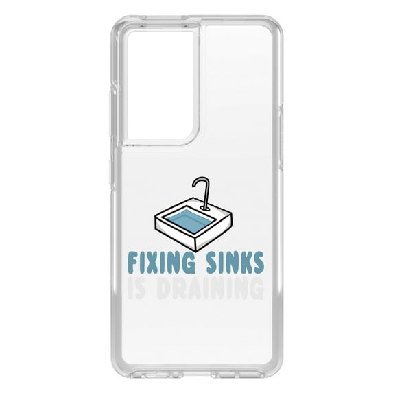 DistinctInk Clear Hybrid Case for Samsung Galaxy S21 Ultra (6.8" Screen) - Plumbing - Raised Bezel Screen Guard