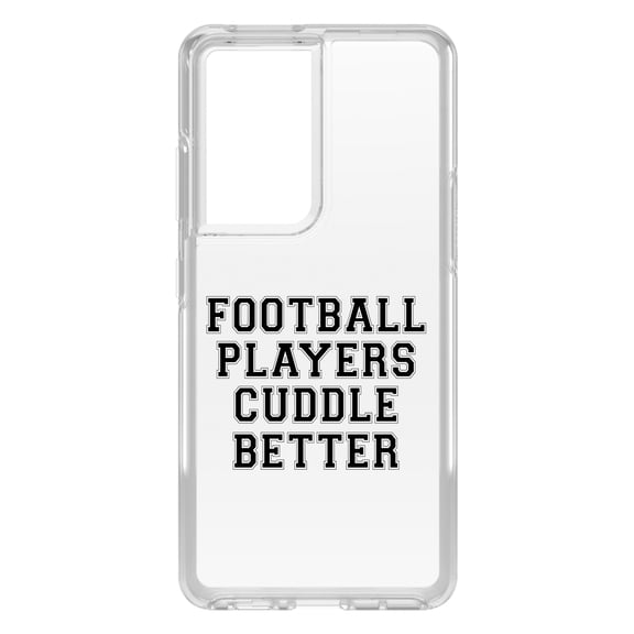 DistinctInk Clear Hybrid Case for Samsung Galaxy S21 Ultra (6.8" Screen) - Football Players Cuddle Better - Raised Bezel Screen Guard