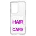 thumbnail image 1 of DistinctInk Clear Shockproof Hybrid Case for Galaxy S21 ULTRA 5G (6.8" Screen) - TPU Bumper Acrylic Back Tempered Glass Screen Protector - Gym Hair Don't Care, 1 of 2