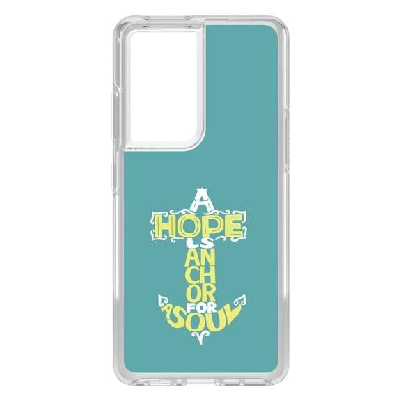 DistinctInk Clear Hybrid Case for Samsung Galaxy S21 Ultra (6.8" Screen) - Yellow Teal - Slim Profile Design