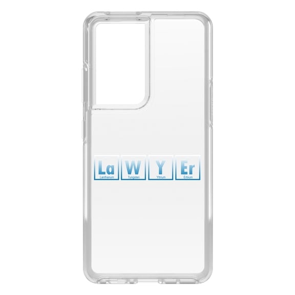 DistinctInk Clear Hybrid Case for Samsung Galaxy S21 Ultra (6.8" Screen) - Lawyer Elements Periodic Table - Wireless Charging Compatible