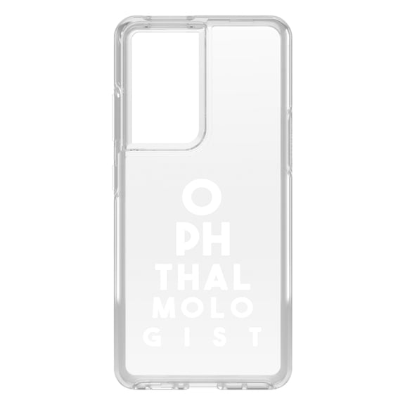DistinctInk Clear Hybrid Case for Samsung Galaxy S21 Ultra (6.8" Screen) - Ophthalmologist Eye Chart - Lightweight Grip