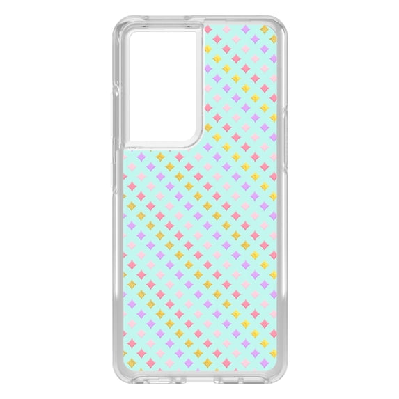 DistinctInk Clear Hybrid Case for Samsung Galaxy S21 Ultra (6.8" Screen) - Pink Purple Teal - Wireless Charging Compatible