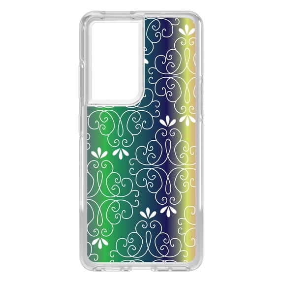 DistinctInk Clear Hybrid Case for Samsung Galaxy S21 Ultra (6.8" Screen) - Purple Green Blue Yellow Pink Gradient - Slim Profile Design