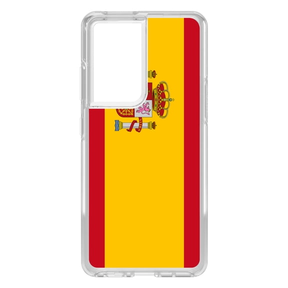 DistinctInk Clear Hybrid Case for Samsung Galaxy S21 Ultra (6.8" Screen) - Show Your Love of Spain - Lightweight Grip