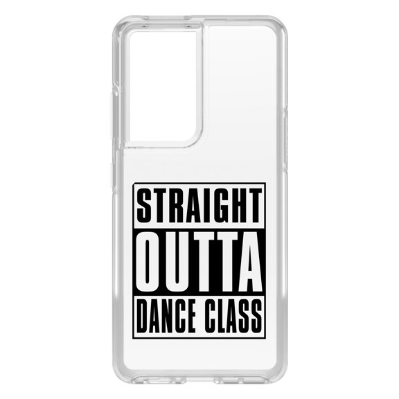 DistinctInk Clear Shockproof Hybrid Case for Galaxy S21 ULTRA 5G (6.8" Screen) - TPU Bumper Acrylic Back Tempered Glass Screen Protector - Straight Outta Dance Class