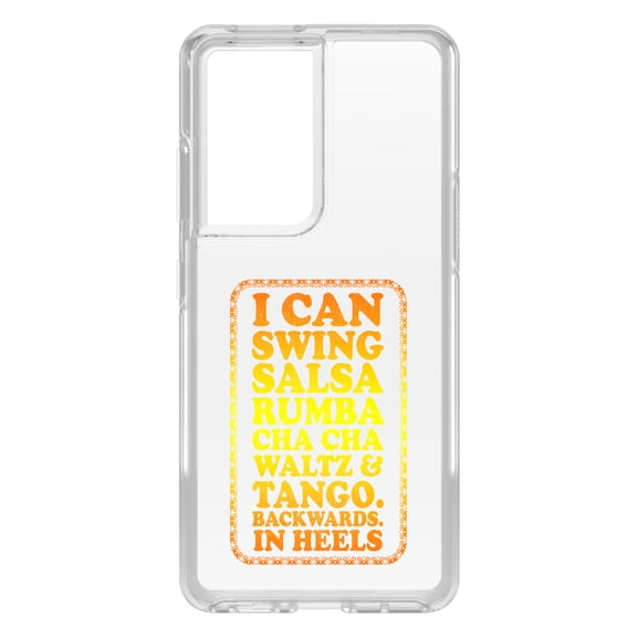 DistinctInk Clear Hybrid Case for Samsung Galaxy S21 Ultra (6.8" Screen) - Swing Salsa Rumba Cha Cha Waltz in Heels - Lightweight Grip