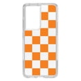 thumbnail image 1 of DistinctInk Clear Shockproof Hybrid Case for Galaxy S21 ULTRA 5G (6.8" Screen) - TPU Bumper, Acrylic Back, Tempered Glass Screen Protector - Tennessee Checkerboard - Orange, Clear, 1 of 2