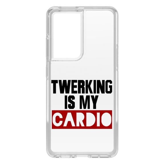 DistinctInk Clear Hybrid Case for Samsung Galaxy S21 Ultra (6.8" Screen) - Twerking is My Cardio - Wireless Charging Compatible