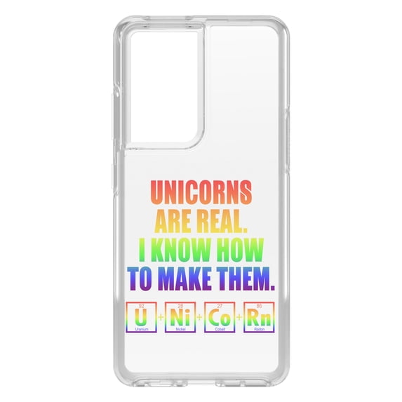 DistinctInk Clear Hybrid Case for Samsung Galaxy S21 Ultra (6.8" Screen) - Unicorns Are Real. I Know How To Make Them - Shockproof Protection