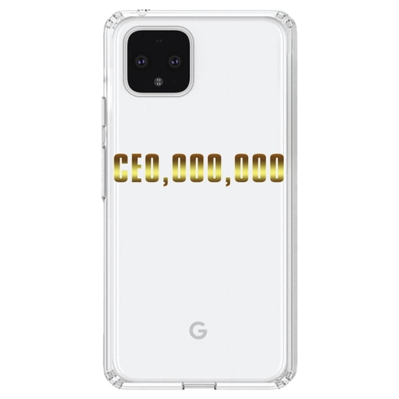 DistinctInk Clear Shockproof Hybrid Case for Google Pixel 4 XL (6.3" Screen) - TPU Bumper Acrylic Back Tempered Glass Screen Protector - CEO,000,000 Entrepreneur 3 commo