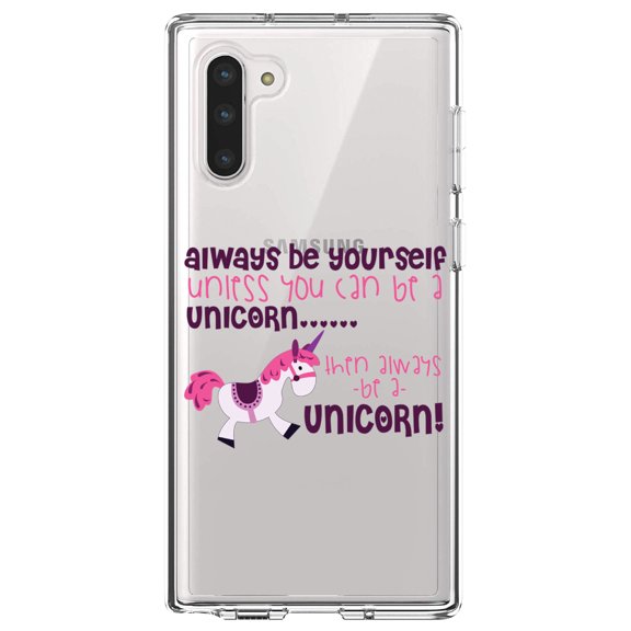 DistinctInk Clear Shockproof Hybrid Case for Samsung Galaxy Note 10 (6.3" Screen) - TPU Bumper Acrylic Back Tempered Glass Screen Protector - Always Be Yourself Unless You Can Be a Unicorn