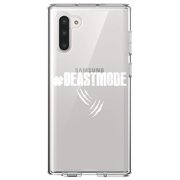 DistinctInk Clear Shockproof Hybrid Case for Samsung Galaxy Note 10 6.3" Screen - TPU Bumper Acrylic Back Tempered Glass Screen Protector - #Beastmode Beast Mode