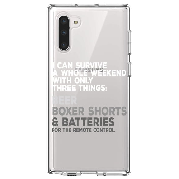 DistinctInk Clear Shockproof Hybrid Case for Samsung Galaxy Note 10 (6.3" Screen) - TPU Bumper Acrylic Back Tempered Glass Screen Protector - Can Survive with Only Beer Boxers Batteries