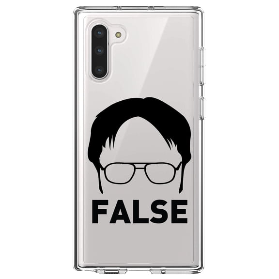 DistinctInk Clear Shockproof Hybrid Case for Samsung Galaxy Note 10 (6.3" Screen) - TPU Bumper Acrylic Back Tempered Glass Screen Protector - Dwight Silhouette - FALSE