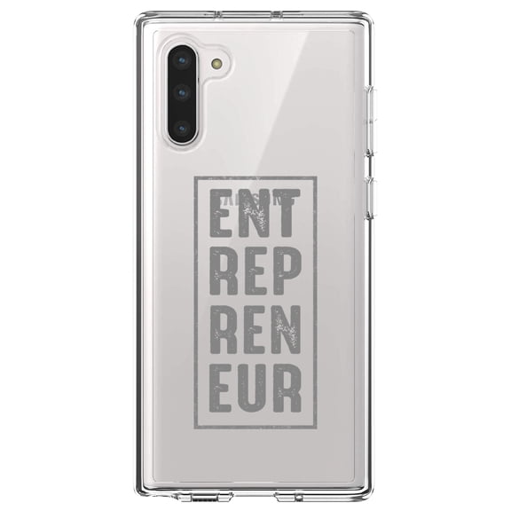 DistinctInk Clear Shockproof Hybrid Case for Samsung Galaxy Note 10 (6.3" Screen) - TPU Bumper Acrylic Back Tempered Glass Screen Protector - Entrepreneur Word Art