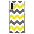 thumbnail image 1 of DistinctInk Clear Shockproof Hybrid Case for Samsung Galaxy Note 10 (6.3" Screen) - TPU Bumper, Acrylic Back, Tempered Glass Screen Protector - Grey Yellow Stripes - Stripes Pattern, 1 of 1