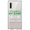 thumbnail image 1 of DistinctInk Clear Shockproof Hybrid Case for Samsung Galaxy Note 10 (6.3" Screen) - TPU Bumper Acrylic Back Tempered Glass Screen Protector - I Paused My Game to Be Here Gamer Video Games, 1 of 1
