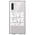 thumbnail image 1 of DistinctInk Clear Shockproof Hybrid Case for Samsung Galaxy Note 10 (6.3" Screen) - TPU Bumper Acrylic Back Tempered Glass Screen Protector - Live Love Rescue - Dog Paw, 1 of 1