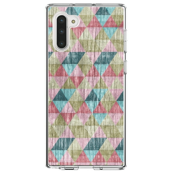DistinctInk Clear Shockproof Hybrid Case for Samsung Galaxy Note 10 (6.3" Screen) - TPU Bumper, Acrylic Back, Tempered Glass Screen Protector - Multi Color Rainbow Wood Print - Printed Wood Image