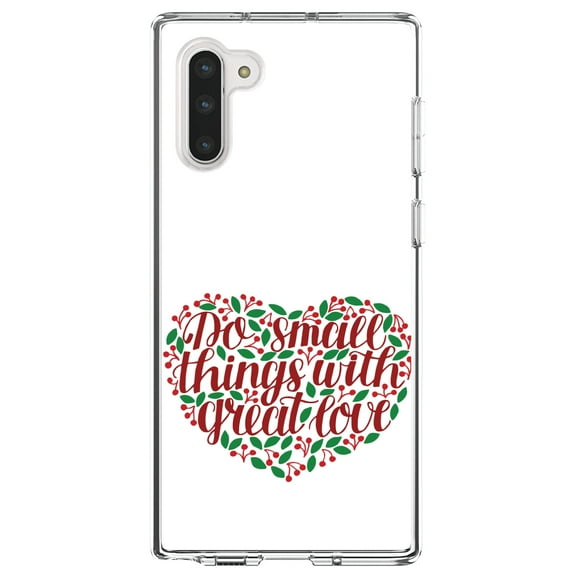 DistinctInk Clear Shockproof Hybrid Case for Samsung Galaxy Note 10 (6.3" Screen) - TPU Bumper, Acrylic Back, Tempered Glass Screen Protector - Do Small Things With Great Love - Floral