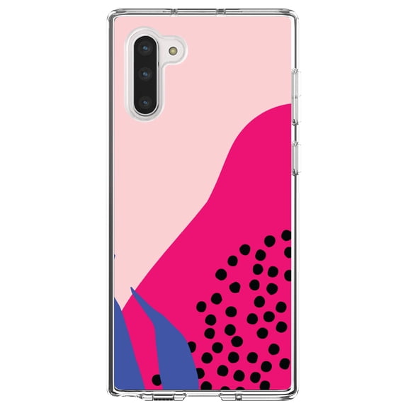 DistinctInk Clear Shockproof Hybrid Case for Samsung Galaxy Note 10 (6.3" Screen) - TPU Bumper, Acrylic Back, Tempered Glass Screen Protector - Summer Vibes Bold Flower Pink Blue Yellow