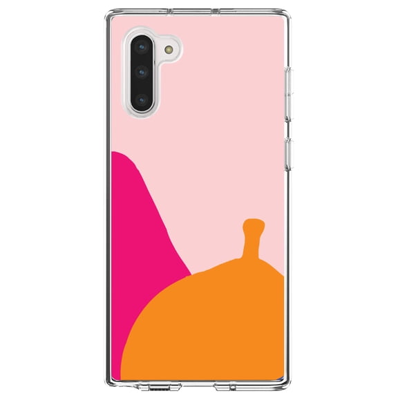 DistinctInk Clear Shockproof Hybrid Case for Samsung Galaxy Note 10 (6.3" Screen) - TPU Bumper, Acrylic Back, Tempered Glass Screen Protector - Summer Vibes Bold Flower Blue Orange Pink