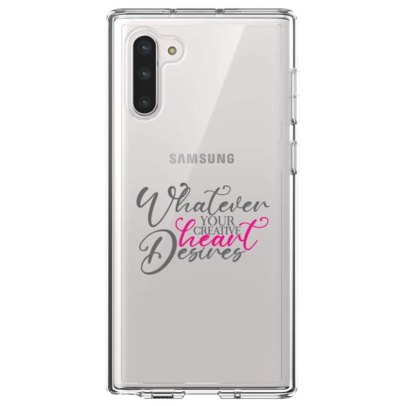 DistinctInk Clear Shockproof Hybrid Case for Samsung Galaxy Note 10 (6.3" Screen) - TPU Bumper Acrylic Back Tempered Glass Screen Protector - Whatever Your Creative Heart Desires