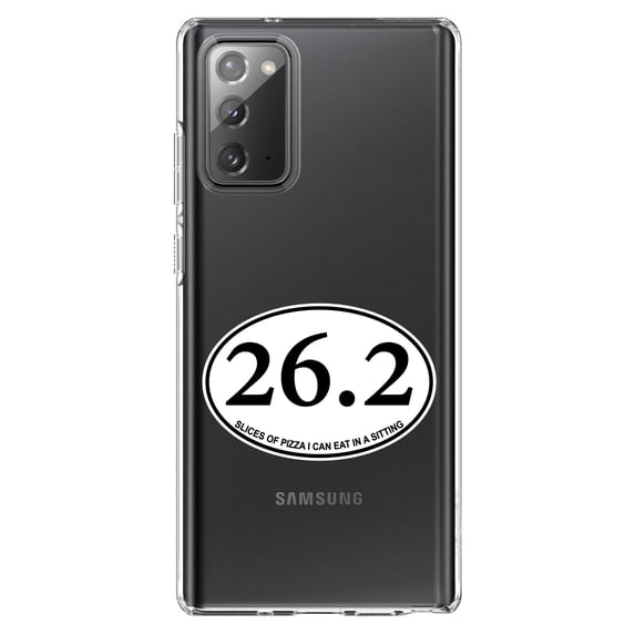 DistinctInk Clear Shockproof Hybrid Case for Samsung Galaxy Note 20 (6.7" Screen) - TPU Bumper Acrylic Back Tempered Glass Screen Protector - 26.2 - Slices of Pizza In a Sitting