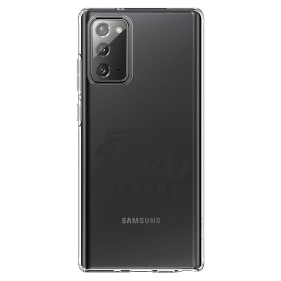 DistinctInk Clear Shockproof Hybrid Case for Samsung Galaxy Note 20 (6.7" Screen) - TPU Bumper Acrylic Back Tempered Glass Screen Protector - Bed Dad Ever Word Art