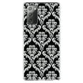 thumbnail image 1 of DistinctInk Clear Shockproof Hybrid Case for Samsung Galaxy Note 20 (6.7" Screen) - TPU Bumper, Acrylic Back, Tempered Glass Screen Protector - Black White Damask Pattern - Floral Damask Pattern, 1 of 3