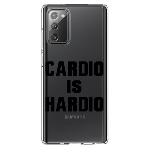 DistinctInk Clear Shockproof Hybrid Case for Samsung Galaxy Note 20 (6.7" Screen) - TPU Bumper Acrylic Back Tempered Glass Screen Protector - Cardio is Hardio